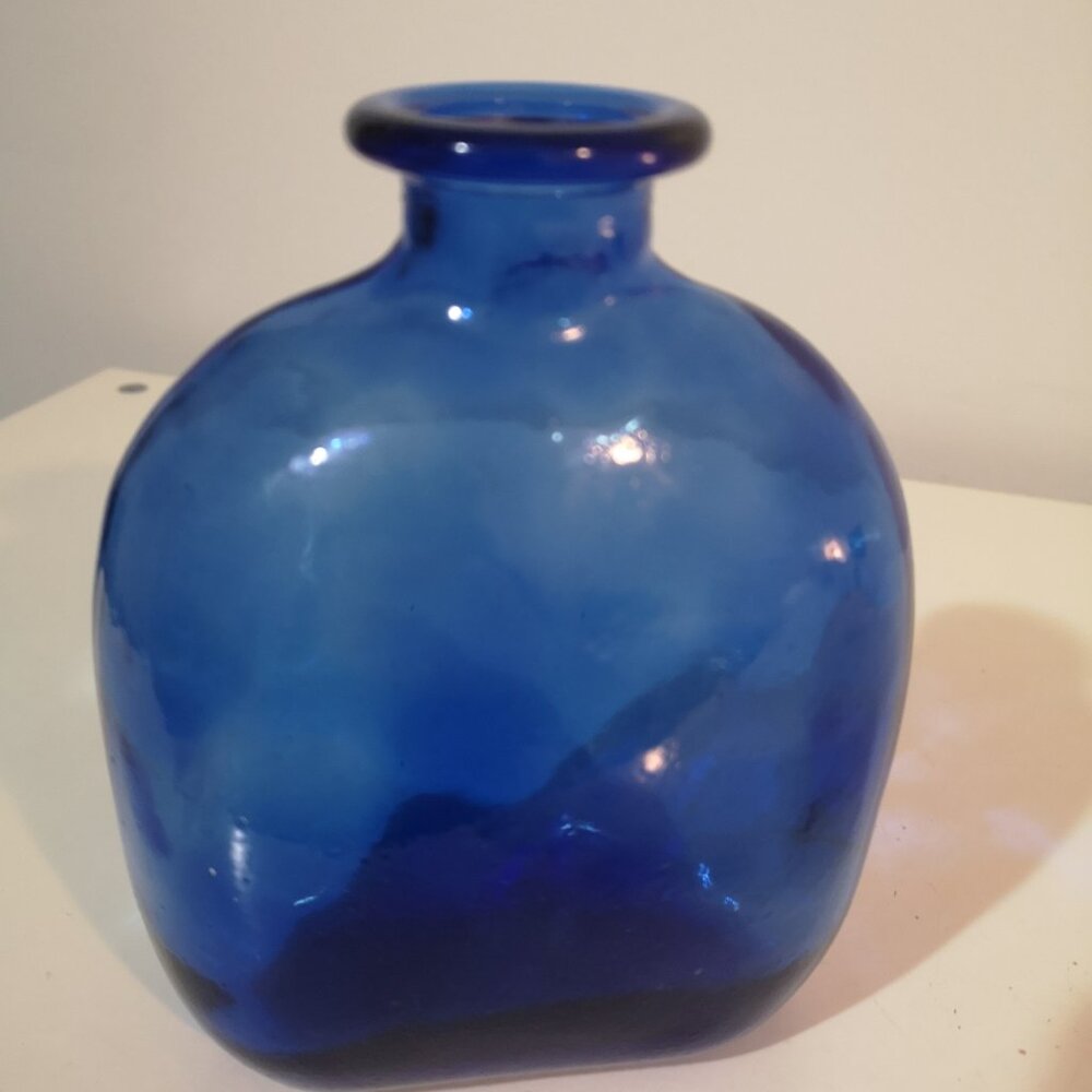 Vintage Blue Glass Decor Vase